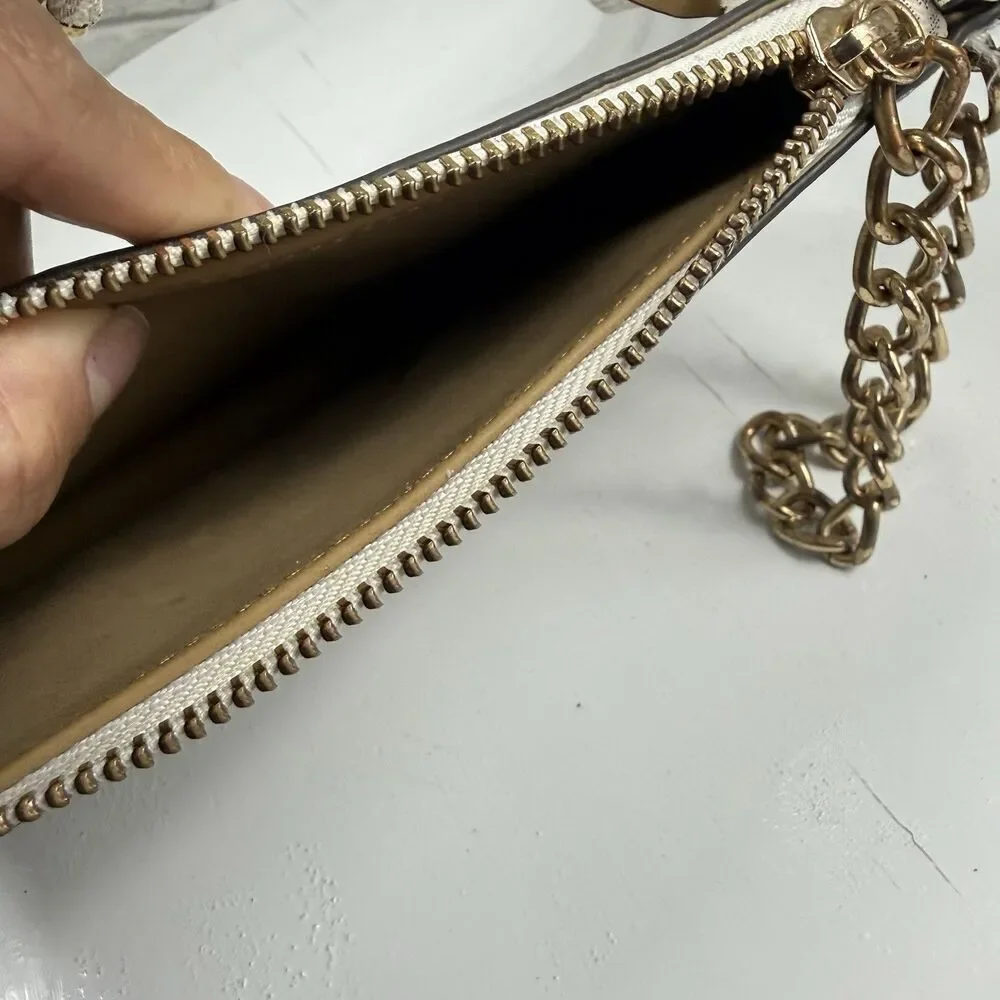 Michael Kors MK Signature Vanilla Fanny Pack Belt Bag Size Small W/Gold Detail